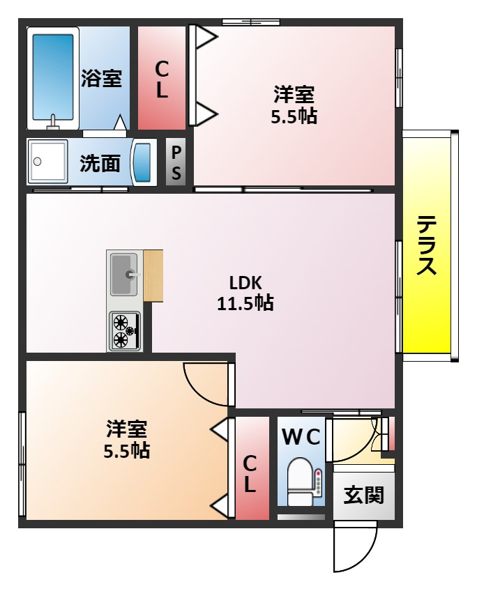ヴェステン香里の間取り|２LDKの間取り