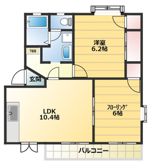 【間取り】 | ヴィルドミール | 広めのリビングがうれしいですね。