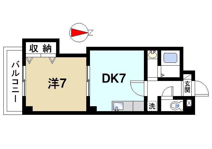 杉ヶ町ビルの間取り|ゆったりと暮らせる1DKの間取りです。