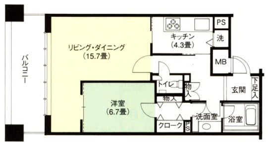 中央区日本橋箱崎町の賃貸マンションの間取り