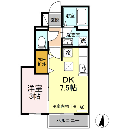 Ｄ-ｒｏｏｍⅠ（ディールームアイ）の間取り