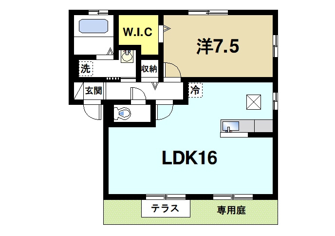 リビングタウンくにみ　Ｂ棟の間取り|リビングと収納がとにかく広いです