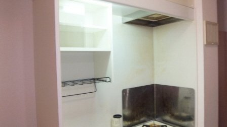 シルフハイムのキッチン|キッチン上部に棚あります