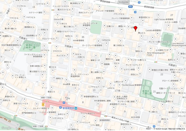 新宿区新宿１丁目の事務所の地図