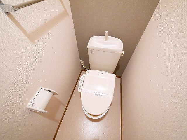 ラフィーネ結崎　Ｂ棟のトイレ|クロスがワンポイントのおしゃれに