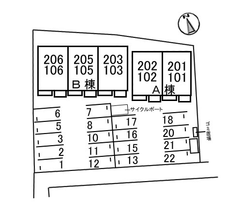 シャーメゾン大山B棟の区画図