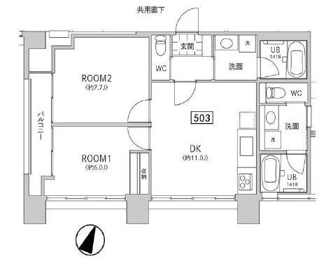 【間取り】 | 小石川コロン | 52.59㎡2LDK