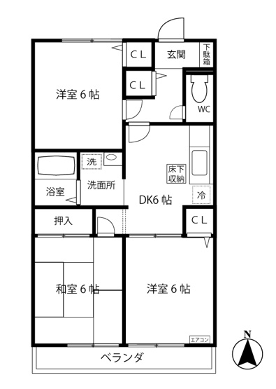 【間取り】 | ピアコート | 和室と洋室のある陽当たりの良い3DKタイプ☆小さなお子様がいるファミリーさんにも良いですね！