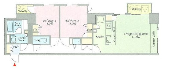 中央区築地１丁目の賃貸マンションの間取り