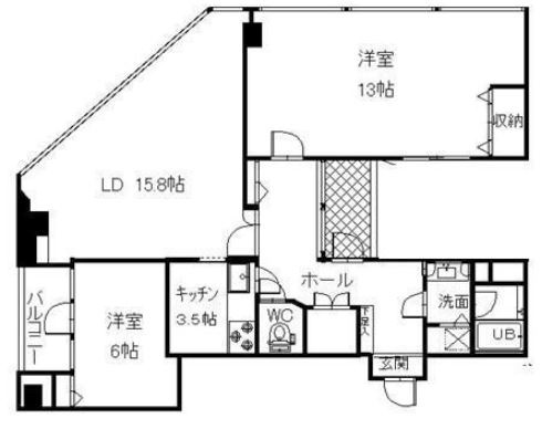 港区虎ノ門３丁目の賃貸マンションの間取り