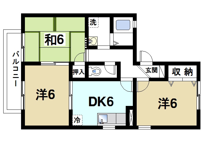 ビューテラス　Ｂ棟（梅美台）の間取り|ゆとりのある間取りです