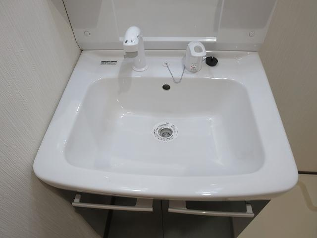 マルハウスの設備|マルハウスのハンドシャワー付独立洗面台です