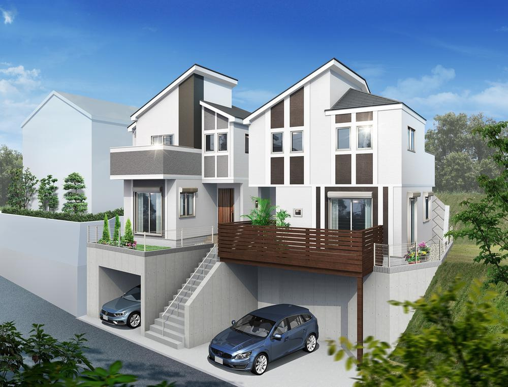 保土ヶ谷区東川島町全２棟　新築戸建ての外観パース