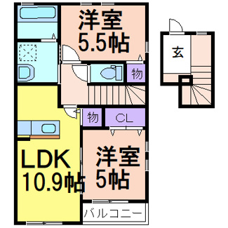 【間取り】 | グリーンガーデンⅡ | 掲載写真は同建物・反転タイプのお部屋です。現況優先といたします。