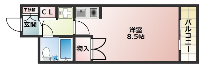 【間取り】 | メゾン朝日　八戸ノ里