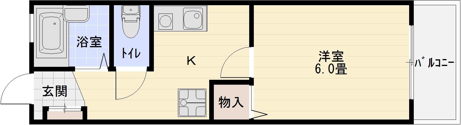 TOYOマンションの間取り|柏原市　河内国分駅　1K　学生マンション