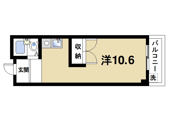 ブレスト北之庄Ⅴの間取り|単身様におススメのゆったりとした間取り。