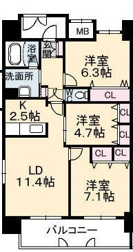 グランマスト西条広大前の間取り