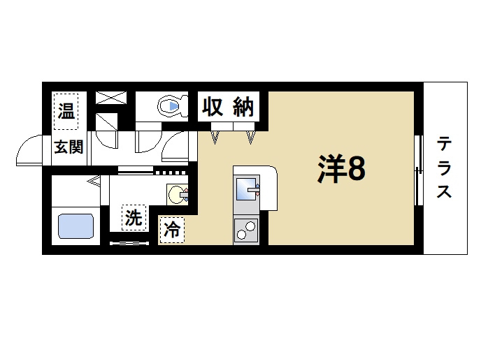 ミエパレスⅡの間取り|広めのワンルームのお部屋です。