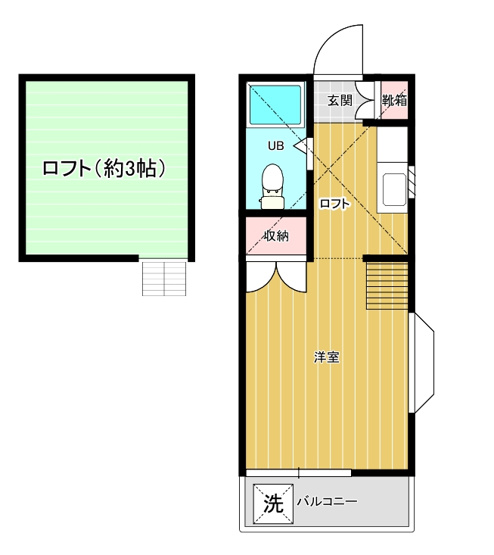 【間取り】 | シティハイムヤマト | ロフト付南向き２面採光のお部屋です