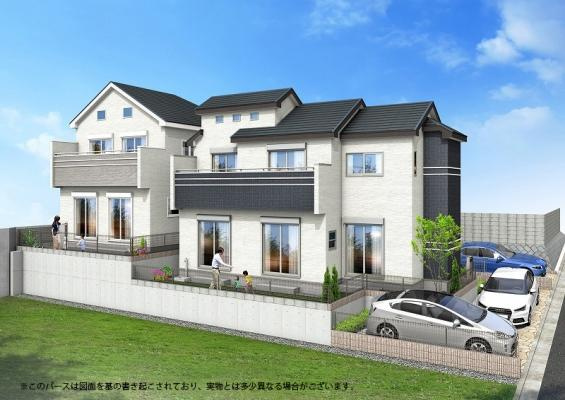 保土ヶ谷区法泉２丁目全２棟　新築戸建ての外観パース