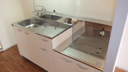 サンハイツⅠのキッチン|ガスコンロ設置可能です。