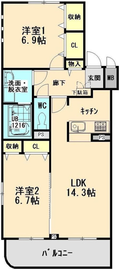 【間取り】 | クレール大井手