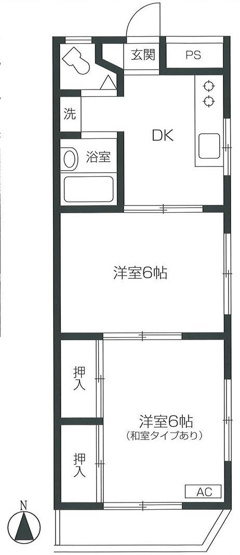 【間取り】 | マンションブルーバード | ２DKになります