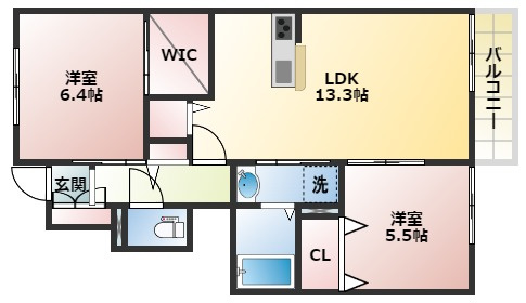 サン・スティーズの間取り|人気の２LDKの間取りです