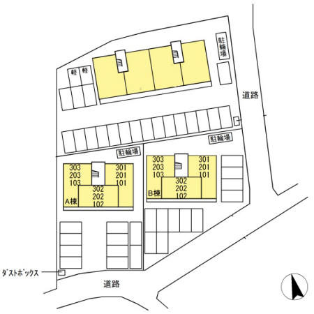 D-room花梨　B棟の区画図