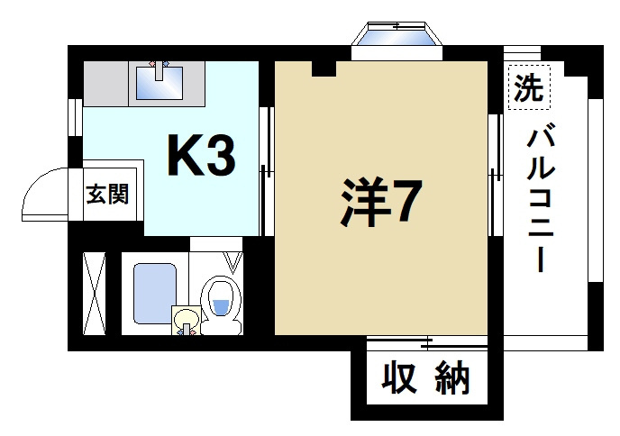 中嶋ハイツの間取り|お洒落な出窓のある１Ｋタイプです
