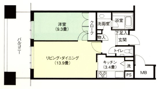 中央区日本橋箱崎町の賃貸マンションの間取り