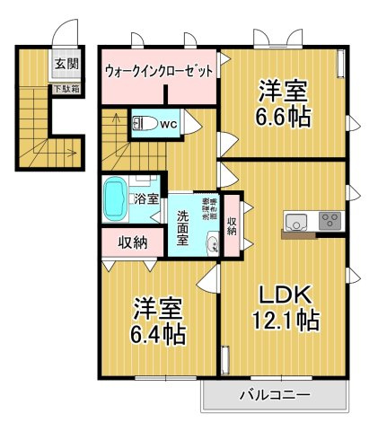 【間取り】 | ドルチェコートＣ | オール洋間☆きれいなお部屋です♪