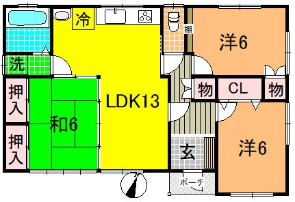 【間取り】 | ちとせ住宅 | 使い易い3LDK。ファミリータイプ