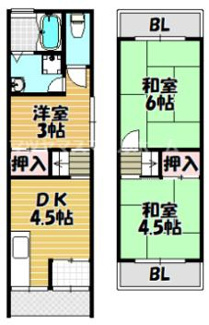 【間取り】 | 三箇1丁目テラスハウス