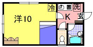 【間取り】 | ハイム幸A | 1K　風呂とトイレが別です。