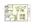 【間取り】 | 広いリビングと各空間の独立性が特徴のオーソドックスで使いやすい１LDKです。