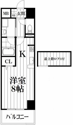 【間取り】 | ミカド２１鴻池 | 反転タイプ　ロフトなし