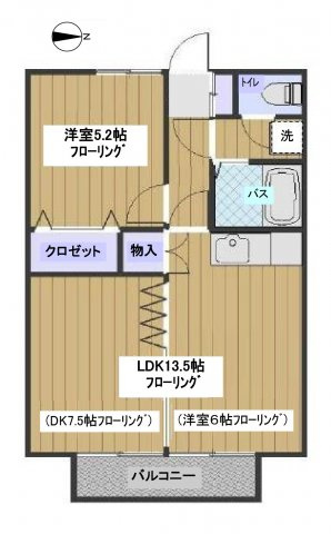 【間取り】 | ハイムスカイ | １LDK　または　２DK