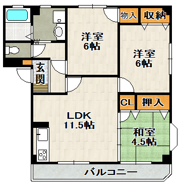 ファミーユ宝塚（山本中）の間取り