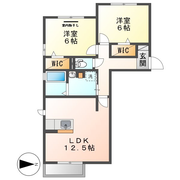 倉敷市新田のアパートの間取り