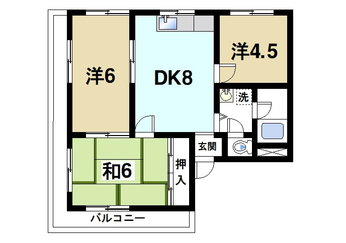 仲嶌マンションの間取り|部屋数に余裕があるファミリータイプ