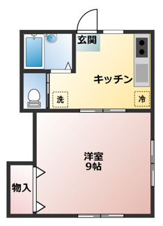 【間取り】 | 穴川ハウス | 広々9帖のお部屋なので社会人の方にもお勧めです