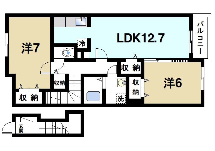 ラフィーネの間取り|2LDKのお部屋です
