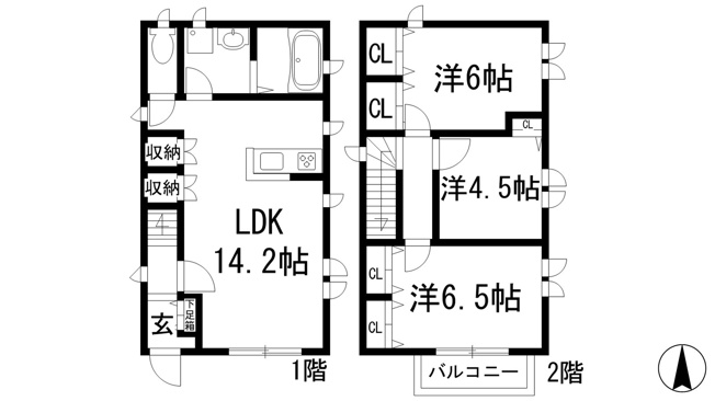 【間取り】 | 上甲東園6スパニッシュサウス