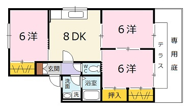 広島市安佐北区落合２丁目のアパートの間取り