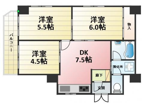 【間取り】 | プラウド六甲赤松町