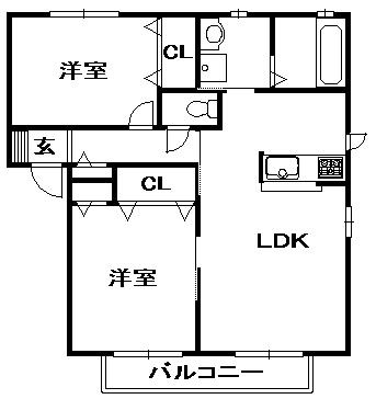 【間取り】 | シャトーコエモンＧ棟