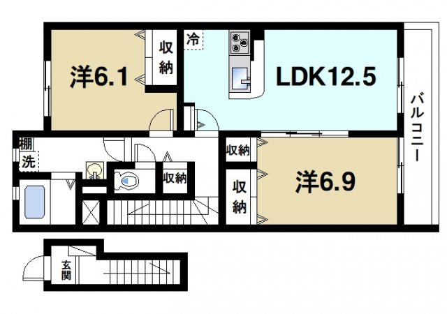 シャルマンコートの間取り|2LDKの間取りです