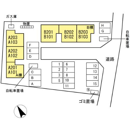 サンブリッジB棟の区画図